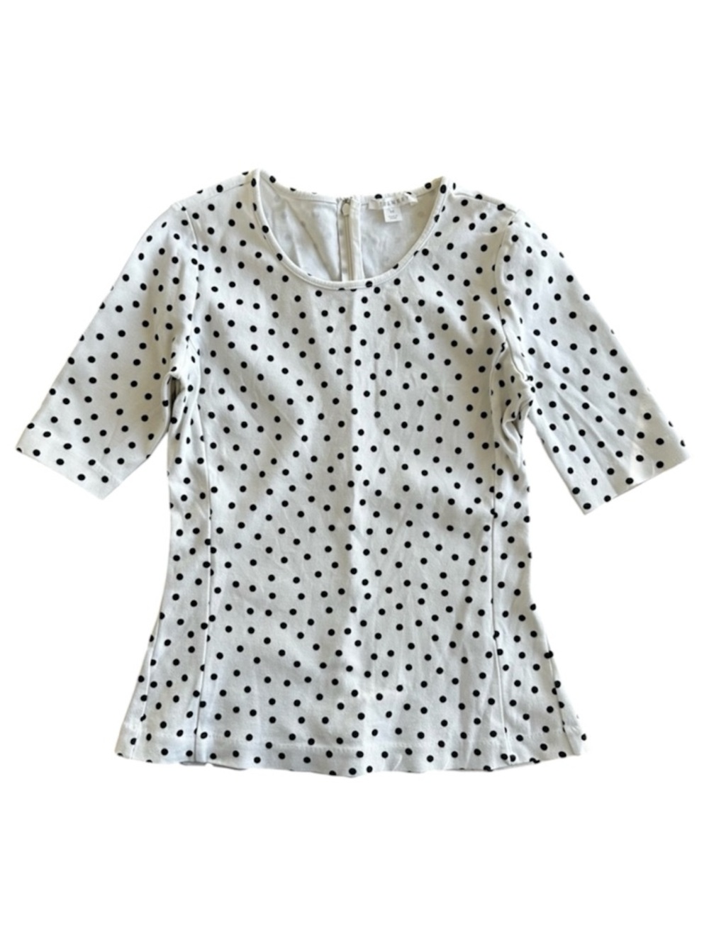 Trenery White Black Polka Dot Top Peplum Work Business Casual Women’s Size XS
